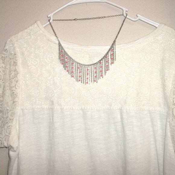 Beaded Necklace and Earring Orange Silver Chain Costume Jewlery Fashion Set C701 - Picture 4 of 4